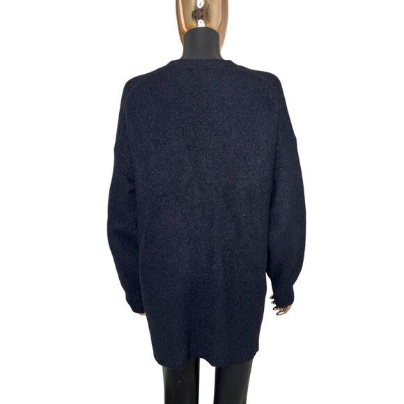 Wilfred Free Alpaca Wool Blend Longline Cardigan Black Oversized Cozy Fall Layer - Picture 4 of 13